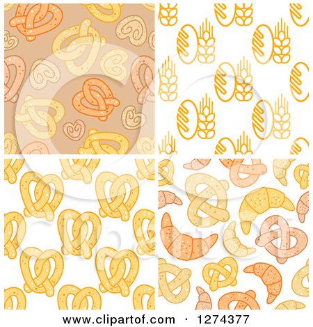 Clipart of Bread, Soft Pretzel and Croissant Backgrounds - Royalty Free Vector Illustration by Vector Tradition SM