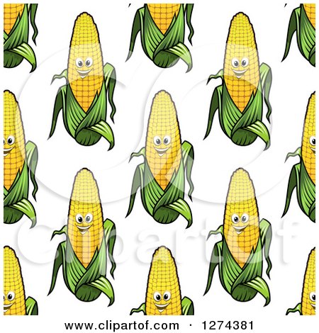 Clipart of a Seamless Background Pattern of Happy Corn Characters - Royalty Free Vector Illustration by Vector Tradition SM