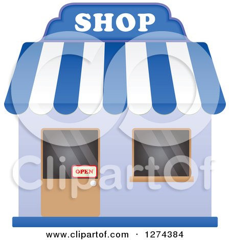 Clipart of a Shop with an Open Sign in the Door 2 - Royalty Free Vector Illustration by Vector Tradition SM