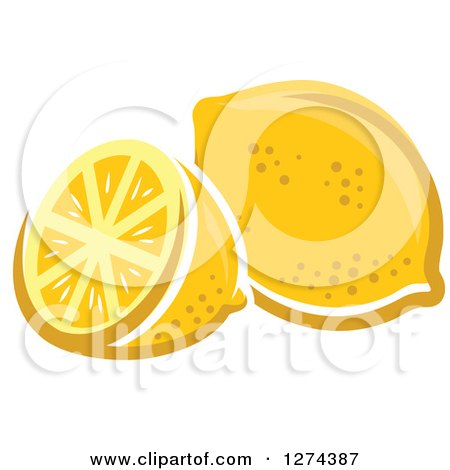 Clipart of a Whole and Halved Lemon - Royalty Free Vector Illustration by Vector Tradition SM
