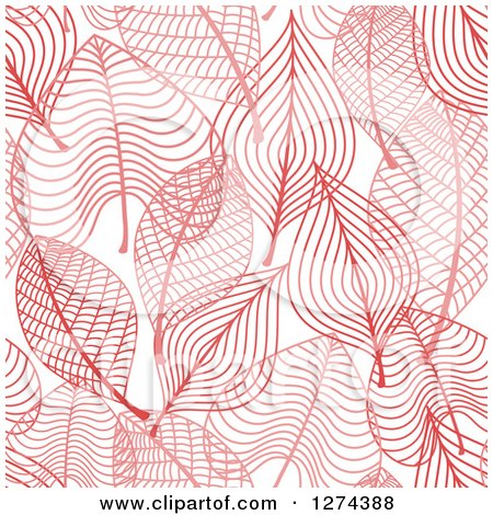Clipart of a Seamless Background Pattern of Red Skeleton Leaves - Royalty Free Vector Illustration by Vector Tradition SM