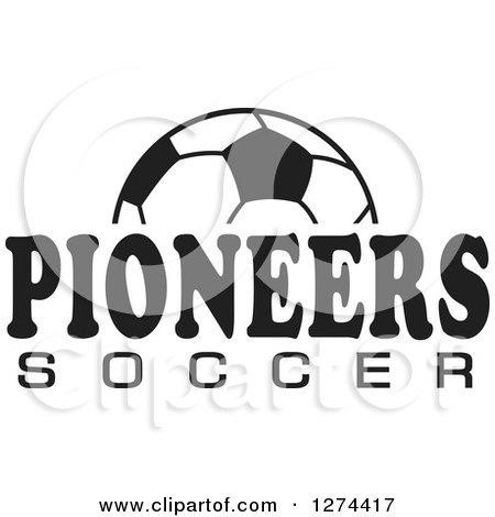 Clipart of a Black and White Ball and PIONEERS SOCCER Team Text - Royalty Free Vector Illustration by Johnny Sajem