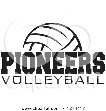 Clipart of a Black and White Ball with PIONEERS VOLLEYBALL Text - Royalty Free Vector Illustration by Johnny Sajem