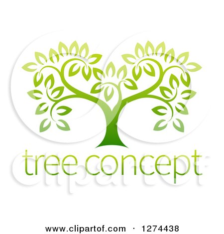 Clipart of a Gradient Green Tree with Concept Text - Royalty Free Vector Illustration by AtStockIllustration