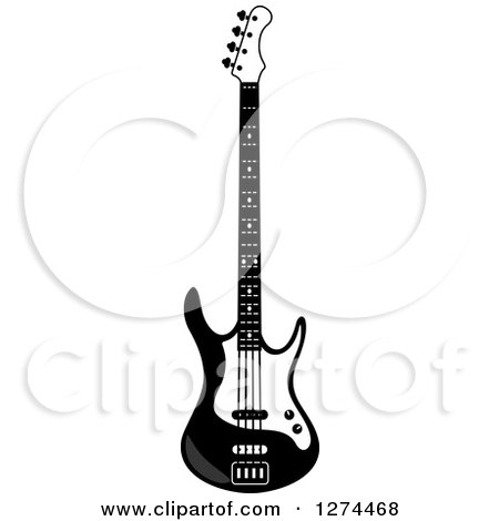 Clipart of a Grayscale Bass Guitar - Royalty Free Vector Illustration by Frisko