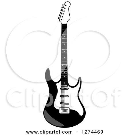 Clipart of a Grayscale Electric Guitar - Royalty Free Vector Illustration by Frisko