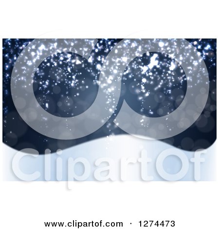 Clipart of a Blurred Christmas Background with Snow, Hills and Flares - Royalty Free Vector Illustration by vectorace
