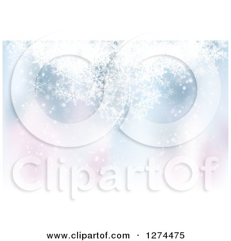 Clipart of a Blurred Christmas Background with Lights and Snowflakes - Royalty Free Vector Illustration by vectorace