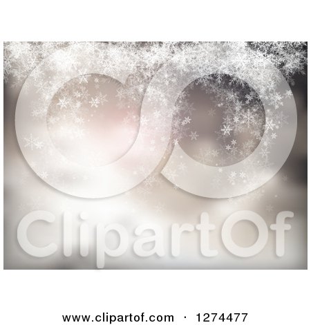 Clipart of a Blurred Christmas Background with Lights and Snowflakes 3 - Royalty Free Vector Illustration by vectorace