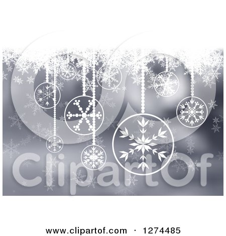 Clipart of a Christmas Background with Suspended Snowflake Baubles - Royalty Free Vector Illustration by vectorace