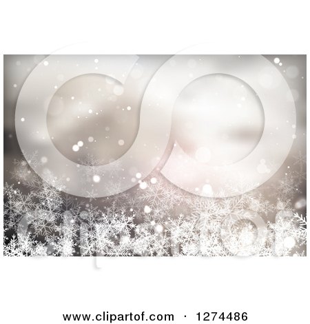 Clipart of a Blurred Christmas Background with Lights and Snowflakes 4 - Royalty Free Vector Illustration by vectorace