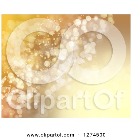 Clipart of a Gold Bokeh Flare Christmas Background - Royalty Free Illustration by KJ Pargeter