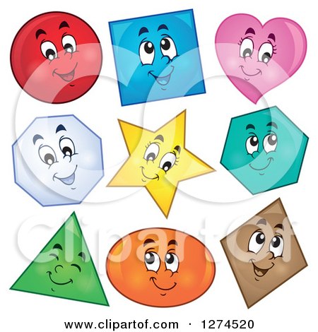 Clipart of Colorful Happy Shapes - Royalty Free Vector Illustration by visekart