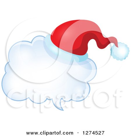 Clipart of a Christmas Santa Hat on a Speech Bubble 5 - Royalty Free Vector Illustration by visekart