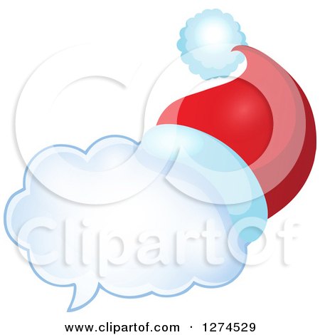 Clipart of a Christmas Santa Hat on a Speech Bubble 7 - Royalty Free Vector Illustration by visekart