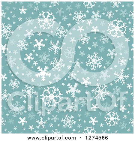 Clipart of a Seamless Green and White Winter Christmas Snowflake Background - Royalty Free Vector Illustration by visekart