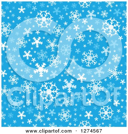 Clipart of a Seamless Blue and White Winter Christmas Snowflake Background - Royalty Free Vector Illustration by visekart