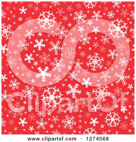 Clipart of a Seamless Red and White Winter Christmas Snowflake Background| Royalty Free Vector Illustration by visekart