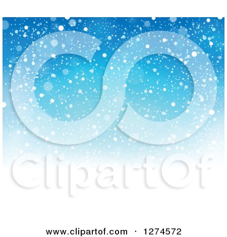 Clipart of a Gradient Blue Snow Background - Royalty Free Vector Illustration by visekart