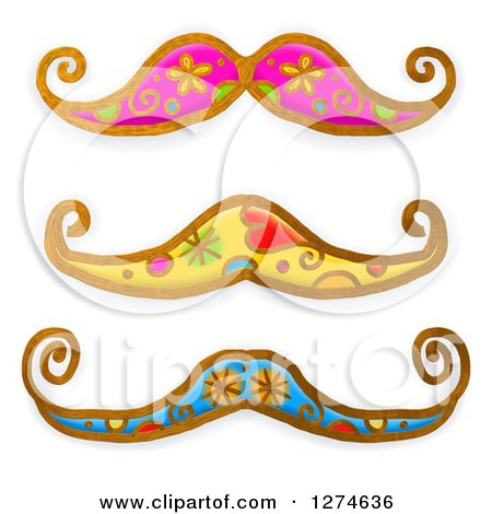 Clipart of Whimsical Mustaches - Royalty Free Illustration by Prawny
