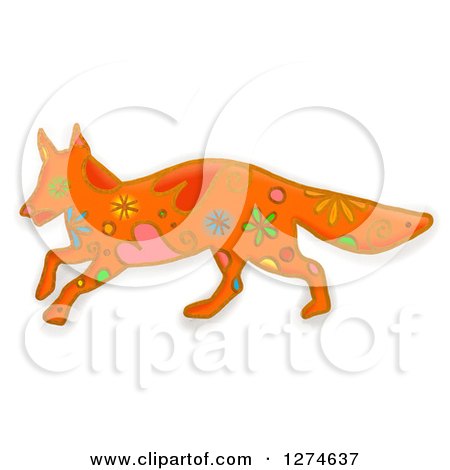 Clipart of a Whimsical Walking Fox - Royalty Free Illustration by Prawny