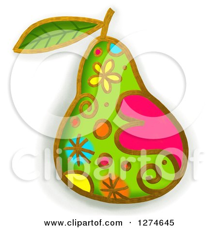 Clipart of a Whimsical Pear - Royalty Free Illustration by Prawny