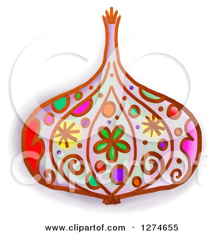 Clipart of a Whimsical Garlic - Royalty Free Illustration by Prawny