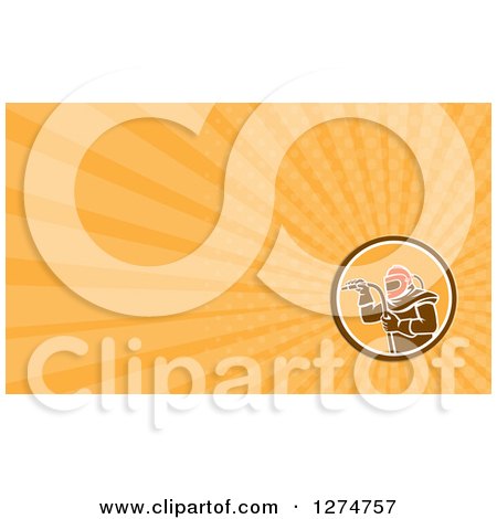 Clipart of a Sandblaster and Orange Rays Business Card Design - Royalty Free Illustration by patrimonio