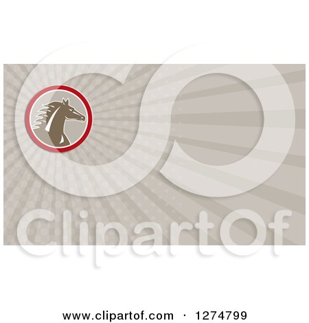 Clipart of a Retro Horse and Rays Business Card Design - Royalty Free Illustration by patrimonio