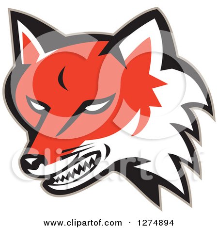 Clipart of a Retro Fox Head Snarling - Royalty Free Vector Illustration by patrimonio