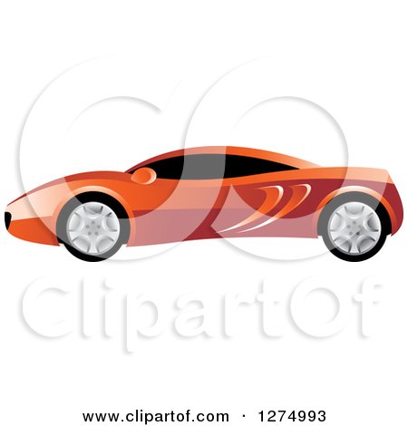 Clipart of a Red Sports Car with Window Tint - Royalty Free Vector Illustration by Lal Perera