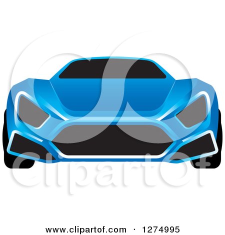 Clipart of a Blue Sports Car with Window Tint 2 - Royalty Free Vector Illustration by Lal Perera