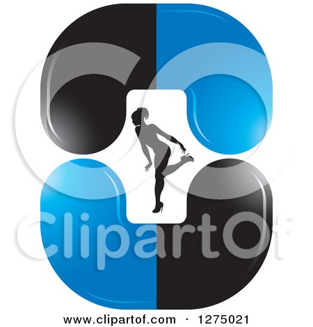 Clipart of a Silhouetted Woman Bending over Inside Blue and Black Beauty Pills - Royalty Free Vector Illustration | Royalty Free Vector Illustration by Lal Perera