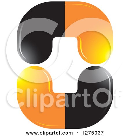 Clipart of a Circle of Black and Orange Pill Capsules - Royalty Free Vector Illustration by Lal Perera