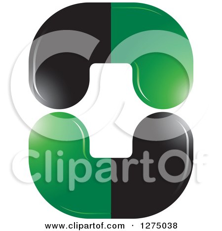 Clipart of a Circle of Black and Green Pill Capsules - Royalty Free Vector Illustration by Lal Perera