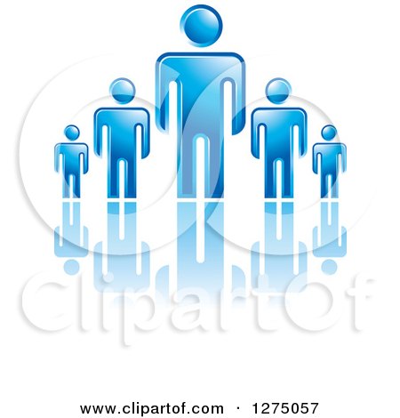 Clipart of a Blue Father or Boss with Smaller Men or Children - Royalty Free Vector Illustration by Lal Perera