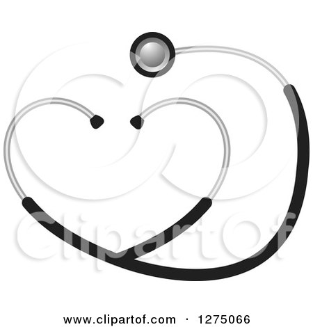 Clipart of a Grayscale Medical Stethoscope Forming a Heart - Royalty Free Vector Illustration by Lal Perera