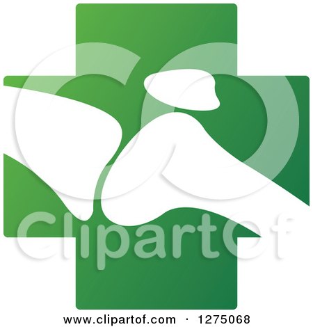 Clipart of a White Silhouetted Joint on a Green Cross - Royalty Free Vector Illustration by Lal Perera