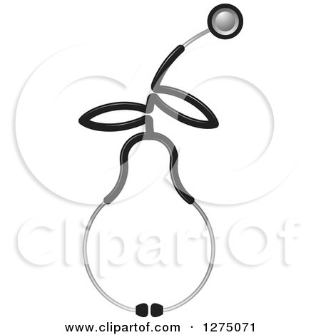 Clipart of a Grayscale Medical Stethoscope in the Shape of a Pear - Royalty Free Vector Illustration by Lal Perera