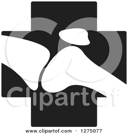 Clipart of a White Silhouetted Joint on a Black Cross - Royalty Free Vector Illustration by Lal Perera