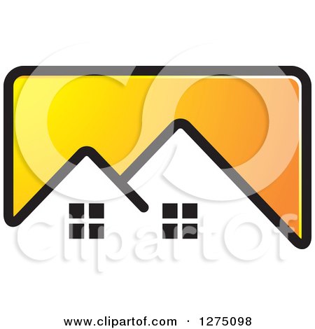 Clipart of a Yellow Icon with a House Roof Top - Royalty Free Vector Illustration by Lal Perera