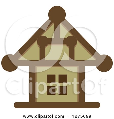 Clipart of a Brown House - Royalty Free Vector Illustration by Lal Perera