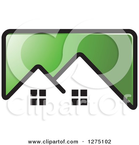 Clipart of a Green Icon with a House Roof Top - Royalty Free Vector Illustration by Lal Perera