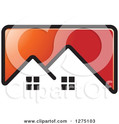 Clipart of a Red Icon with a House Roof Top - Royalty Free Vector Illustration by Lal Perera