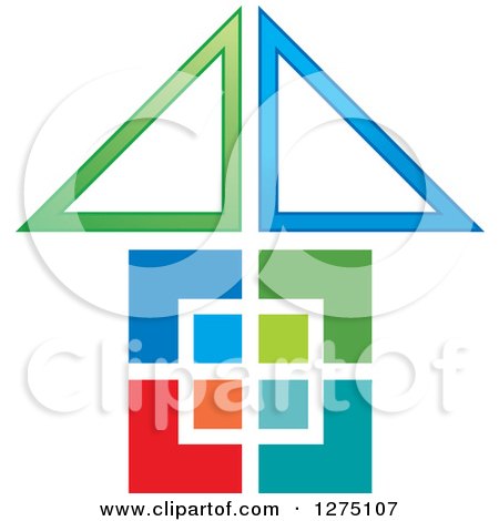 Clipart of a Colorful Geometric House - Royalty Free Vector Illustration by Lal Perera