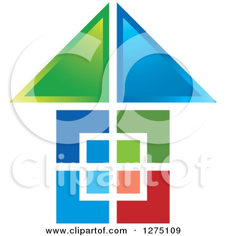 Clipart of a Colorful Geometric House 3 - Royalty Free Vector Illustration by Lal Perera