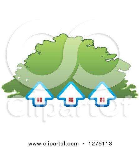 Clipart of Three Houses and a Tree Canopy - Royalty Free Vector Illustration by Lal Perera