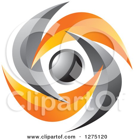 Clipart of a 3d Gray and Orange Propeller Design - Royalty Free Vector Illustration by Lal Perera