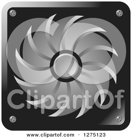 Clipart of a Square Gray and Black Propeller Design - Royalty Free Vector Illustration by Lal Perera