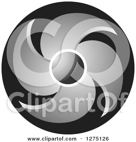 Clipart of a Round Gray and Black Propeller Design - Royalty Free Vector Illustration by Lal Perera